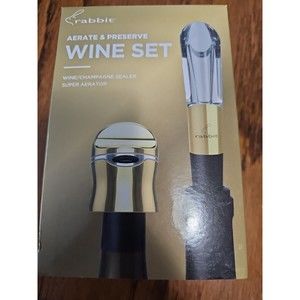 NIB RABBIT AERATE & PRESERVE WINE SET WINE/CHAMPAGNE SEALER PLUS SUPER AERATOR